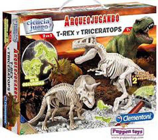 Archaeus jouant t rex / tricerate