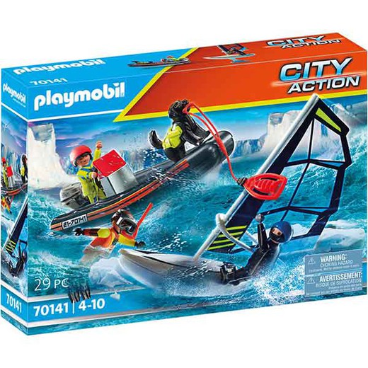 City Action Bote Rescue C/Windsurf Playmobil