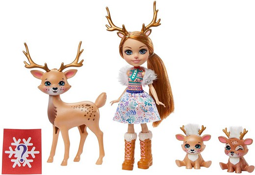 Enchantimals 5 Dolls RAINEY REINDEER DOLL & FAMILY