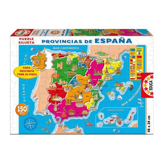 Puzzle of 150 Provinces of Spain of Educa 14870