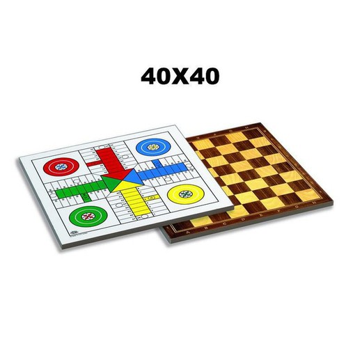 Tabuleiro de xadrez e Parcheesi 40x40 cm