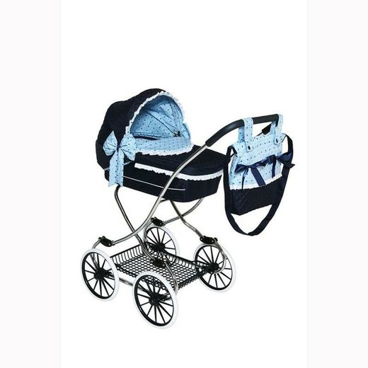 Coche de muñeca azul cromado acolchado