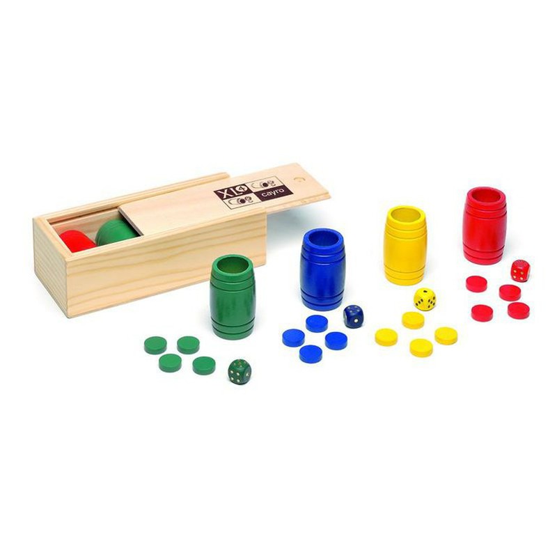 Juego de 4 cubiletes, fichas y dados de colores para Parchís y oca —  Playfunstore