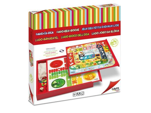 Parcheesi et oie dans une boîte en bois