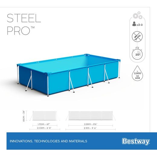 PISCINA TUBULAR RECTANGULAR 259x170x61