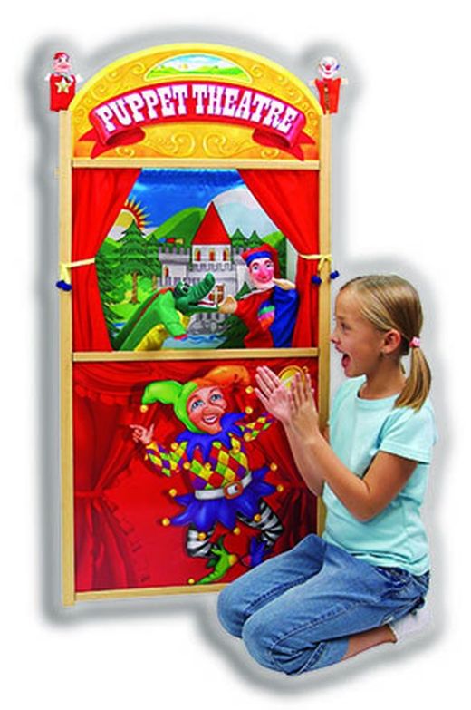 Théâtre de marionnettes en bois avec 2
